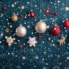 sparkling holiday ornaments hanging against a blurred blue background in winter season