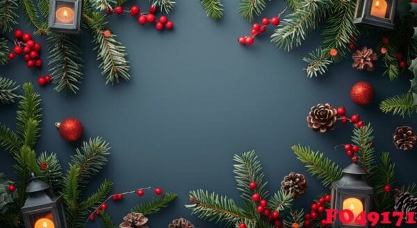 christmas decor with lanterns and pine branches