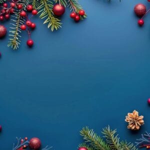 christmas decorations on blue background