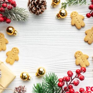 christmas gifts, gingerbread cookies, decorations with christmas