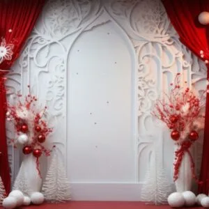 festive red and white yuletide backdrop. generative ai