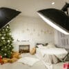 classic interior room decorated in christmas style with christmas tree and gifts