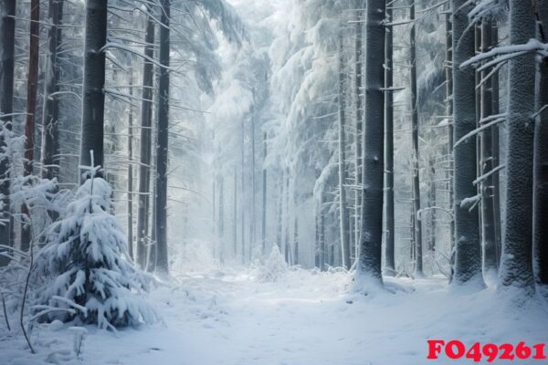 the tranquil beauty of a snow covered forest. generative ai