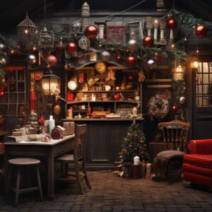 classic santa's workshop interior. generative ai.