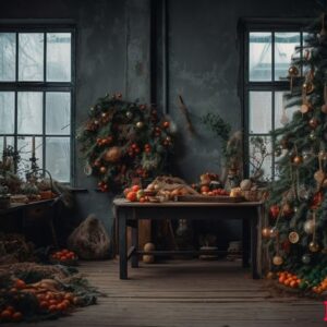 rustic candle glowing, christmas tree illuminates cozy home generated by ai