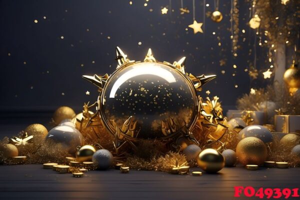 happy new year greeting with golden stars and decorations