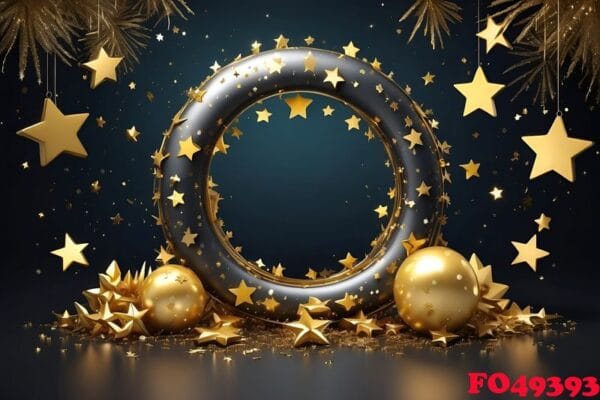 happy new year background with golden stars and decorations