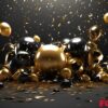 happy new year background with balloons and confetti black desig