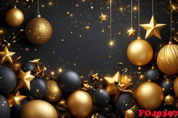 happy new year background with golden stars and decorations