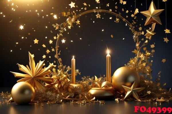 happy new year background with golden stars and decorations