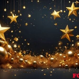 happy new year background with golden stars and decorations