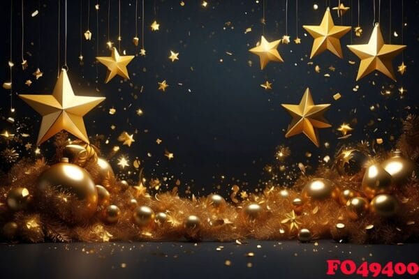 happy new year background with golden stars and decorations