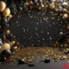 happy new year background with balloons and confetti black desig