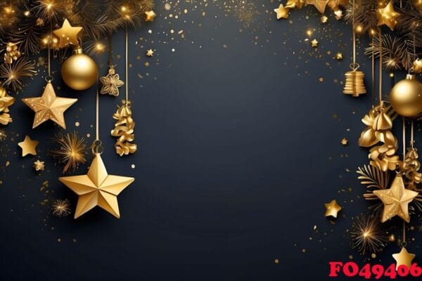 happy new year background with golden stars and decorations