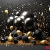 happy new year background with balloons and confetti black desig