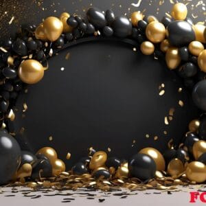 happy new year background with balloons and confetti black desig