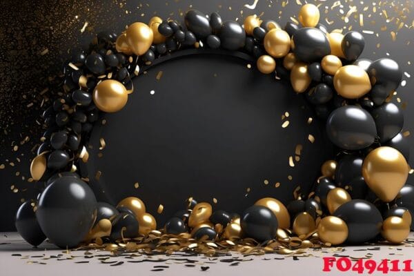 happy new year background with balloons and confetti black desig