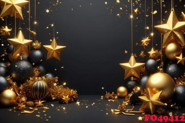 happy new year background with golden stars and decorations