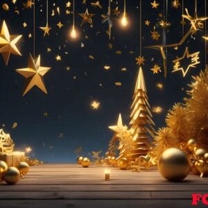 happy new year background with golden stars and decorations