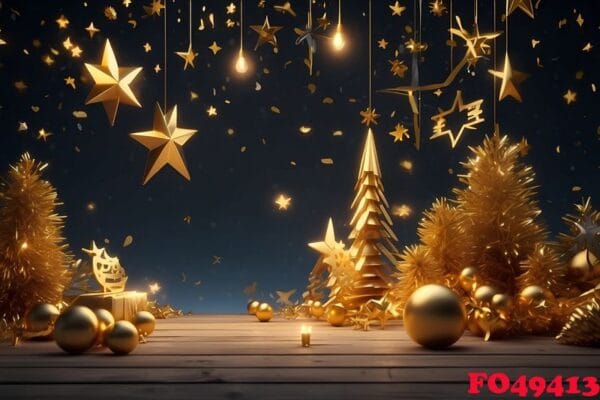 happy new year background with golden stars and decorations