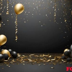 happy new year background with balloons and confetti black desig