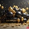 happy new year background with balloons and confetti black desig