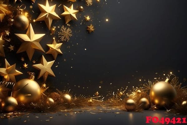 happy new year background with golden stars and decorations