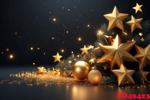 happy new year background with golden stars and decorations