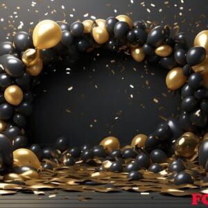 happy new year background with balloons and confetti black desig