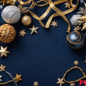 christmas background with golden and silver decorations