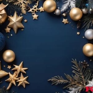 christmas background with golden and silver decorations