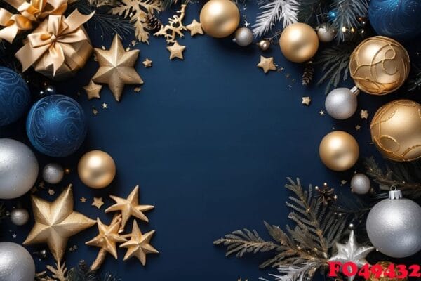 christmas background with golden and silver decorations