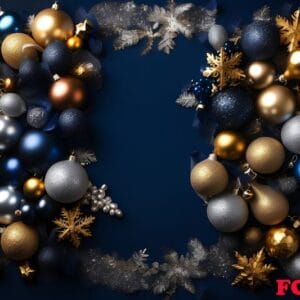 christmas background with golden and silver decorations