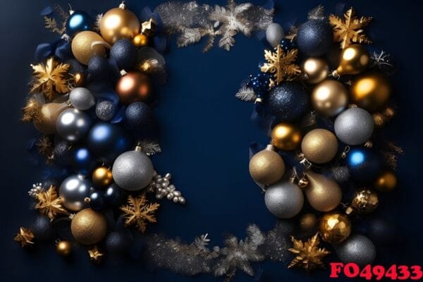 christmas background with golden and silver decorations