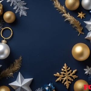 christmas background with golden and silver decorations