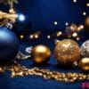 christmas background with golden and silver decorations