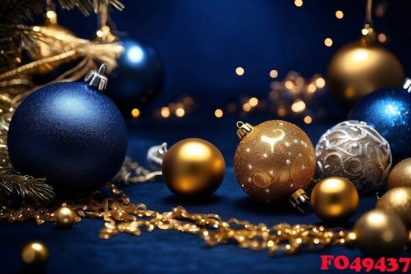 christmas background with golden and silver decorations