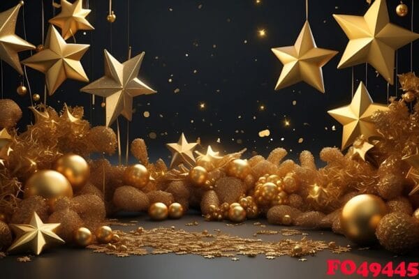 happy new year background with golden stars and decorations