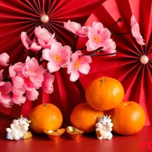 chinese new year of the dragon festival concept. mandarin orange