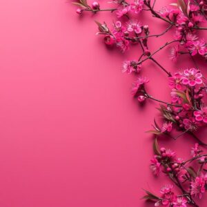 top down perspective on plain dark pink background