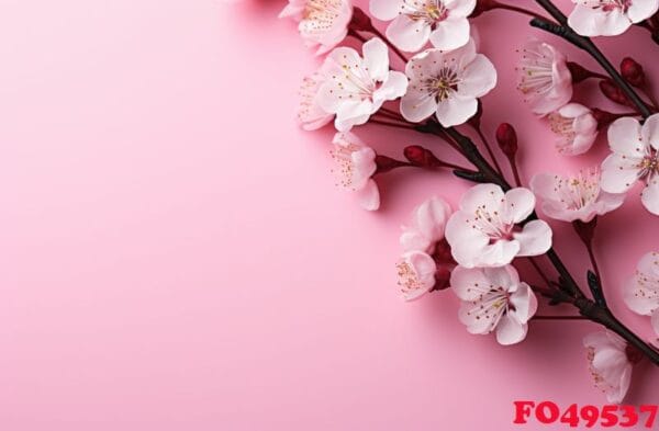 a pink background with blossoms on it