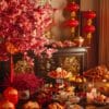 luxurious chinese new year with auspicious floral decor and boun