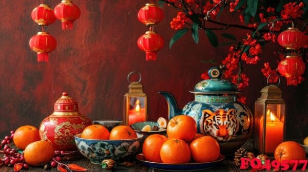 chinese new year still life of tiger celebration