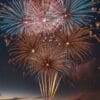 a panoramic view of fireworks with sparkling colors, creating a