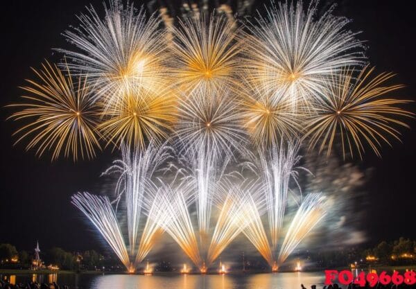 a spectacular finale of fireworks, with layers of colors and lig