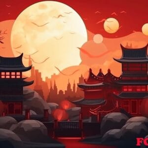 chineese moon festival concept background created with generativ