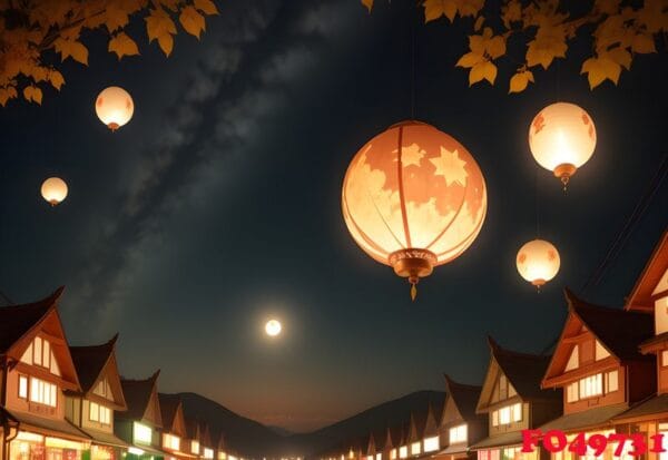 lantern in night scene mid autumn festival ai generated