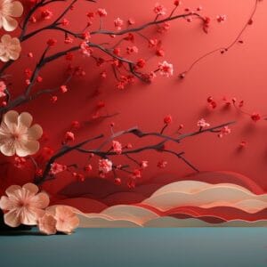 chinese new year abstract background, holiday celebration events concept, copy space for text, ai generative