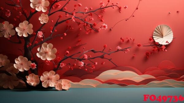 chinese new year abstract background, holiday celebration events concept, copy space for text, ai generative