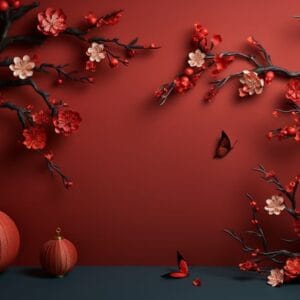 chinese new year abstract background, holiday celebration events concept, copy space for text, ai generative